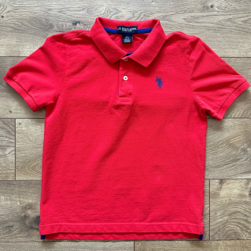U.S. Polo Assn. Boys Red Polo | Size Large (10–12) | Classic Short Sleeve Logo